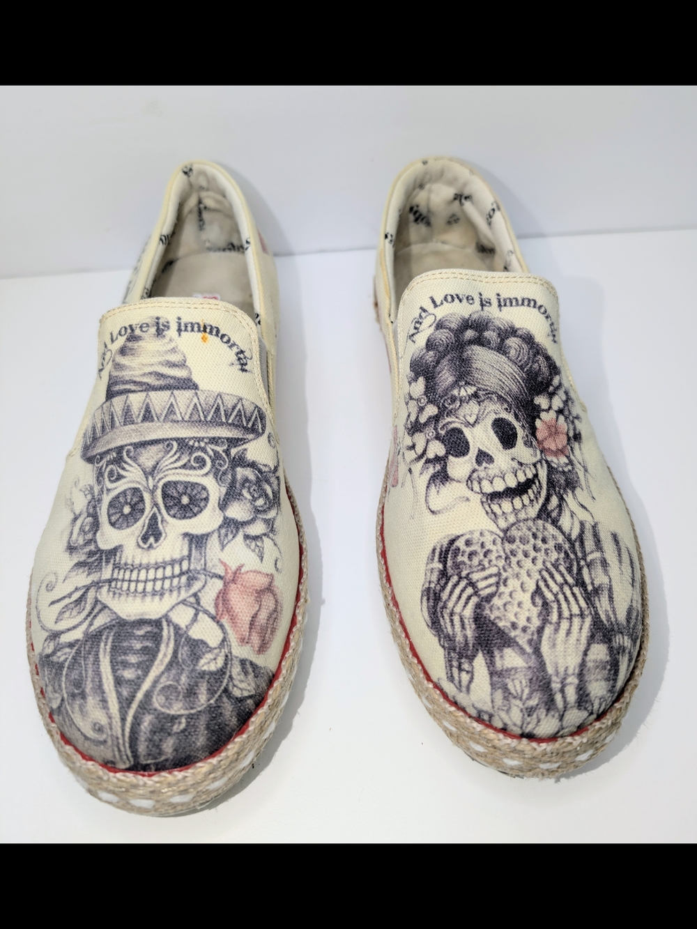 Goby Forever Love Slip On Espadrilles Shoes Size 7.5 Womens Sugar Skull